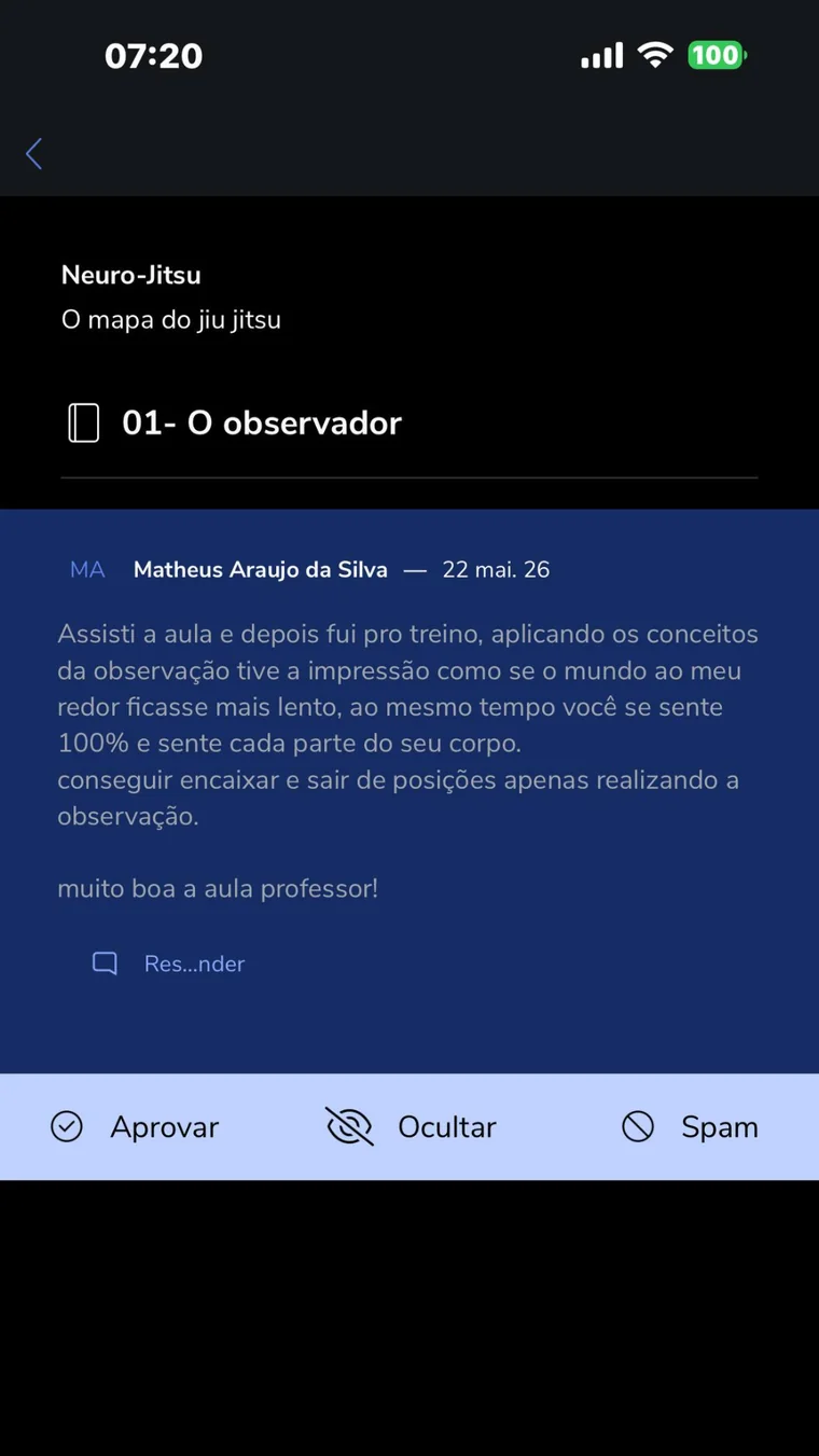 Print de prova social Neuro-Jitsu 3