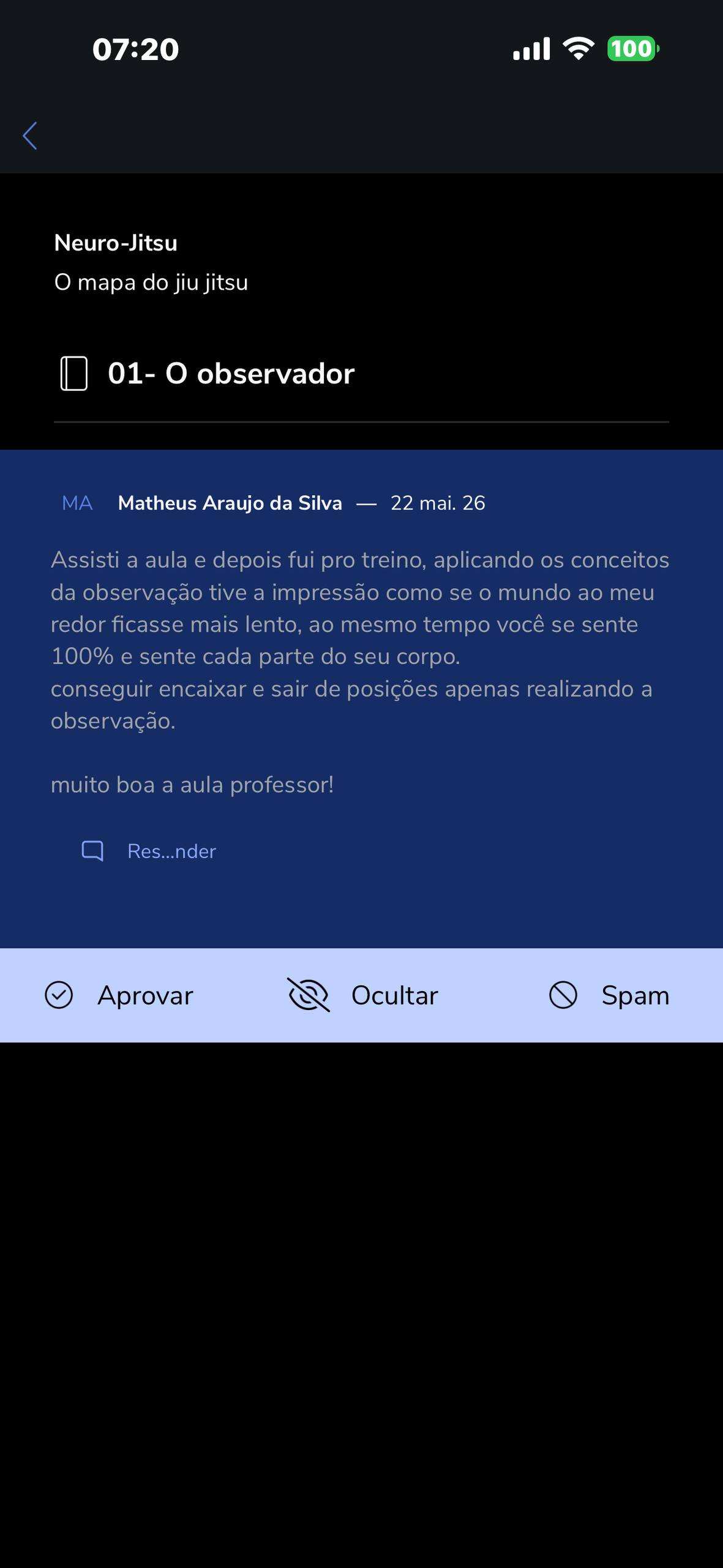 Print de feedback: O mundo ao meu redor ficou mais lento.