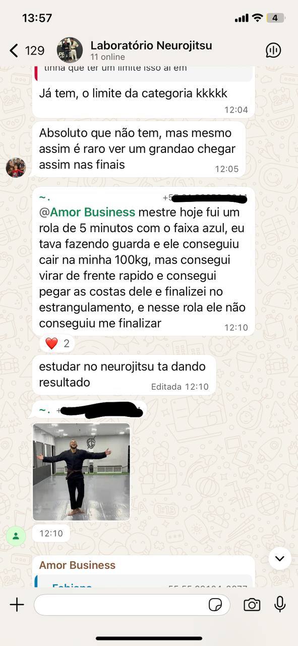 Print de feedback: “Estudar no Neuro-jitsu está dando resultado.”