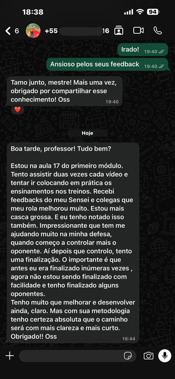 Print de feedback: Meu rola melhorou muito.