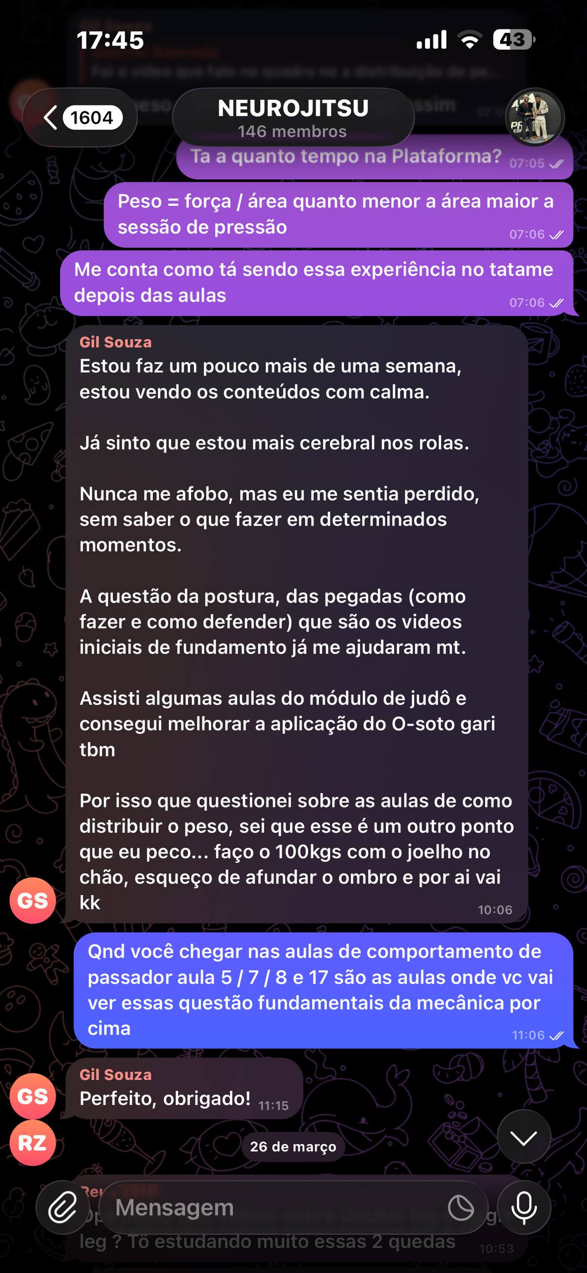 Print de feedback: Já me sinto mais cerebral nos rolas.